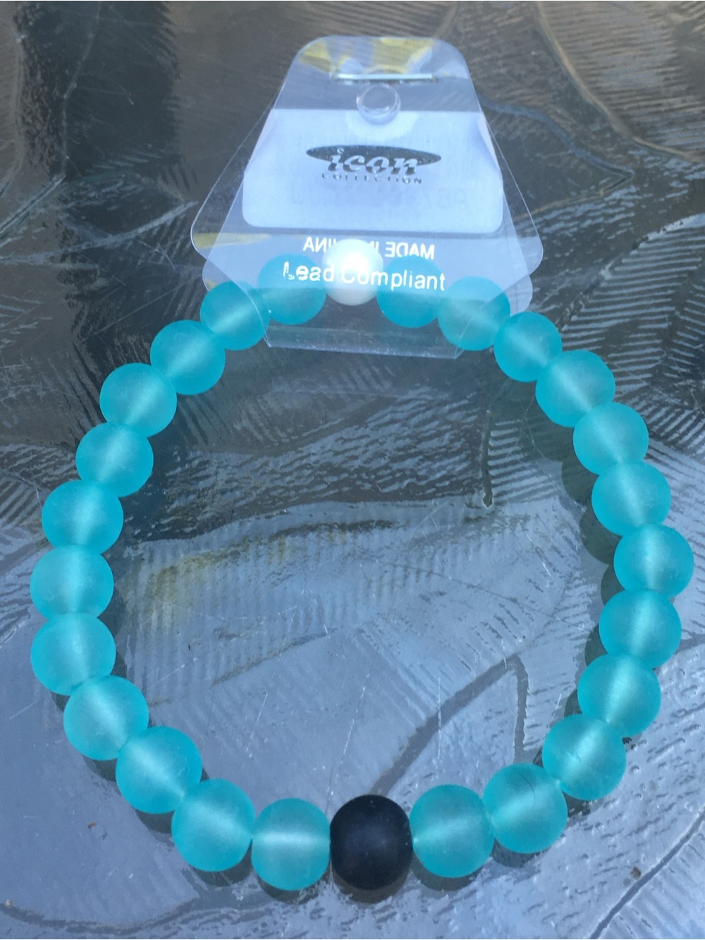 🌎👉🏼Turquoise/Cyan Blue Yin Yang Bead Bracelet